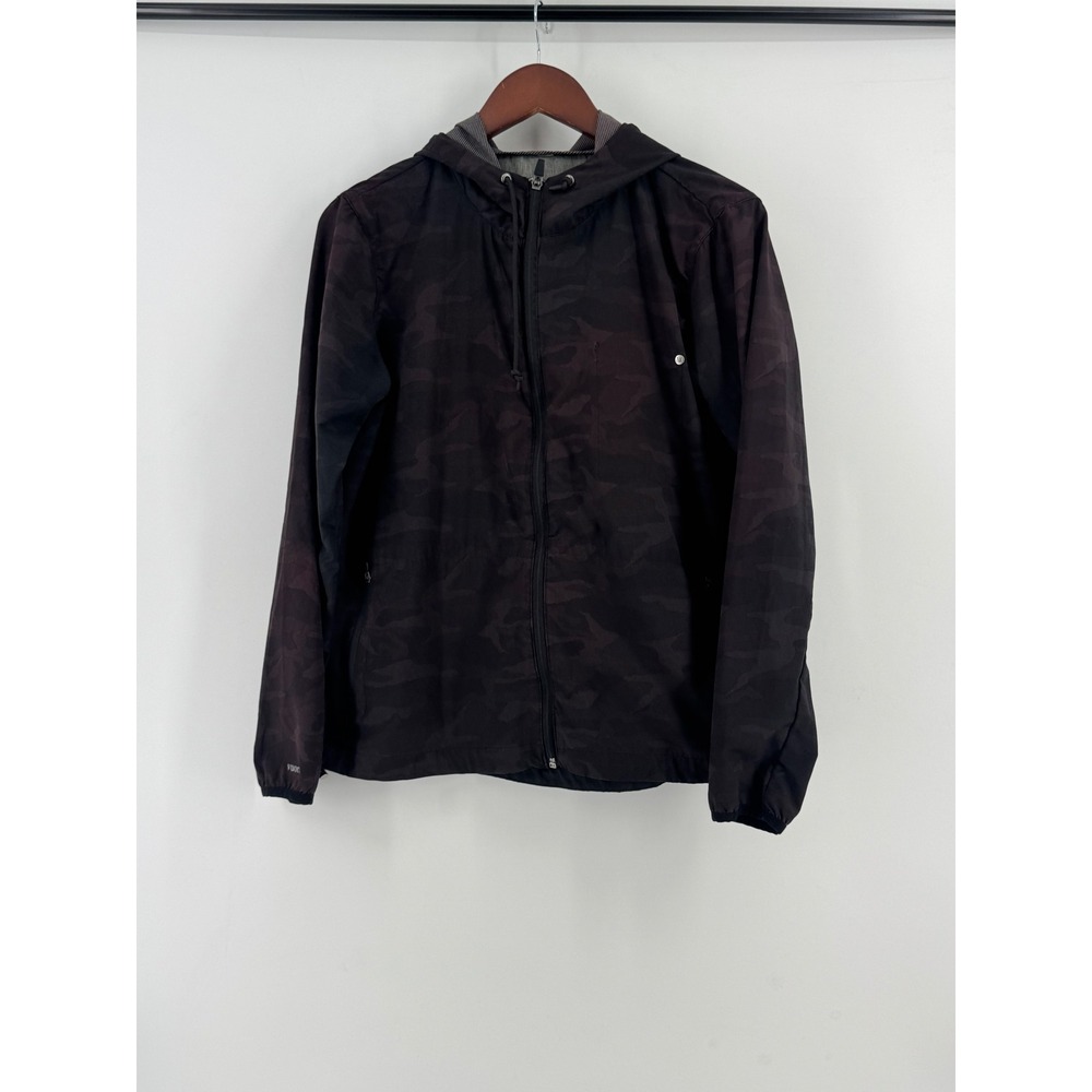 Vuori Mens‎ Charcoal Camo Hooded Windbreaker Full Zip Active Jacket Size M
